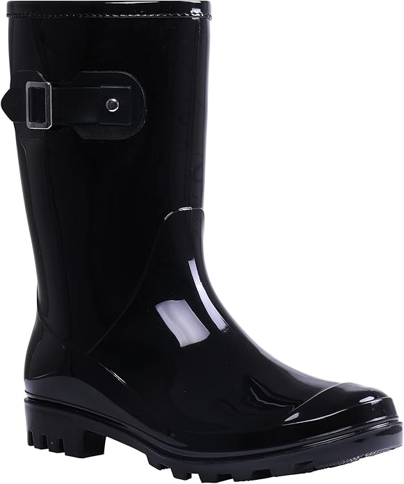 Evshine Women's Mid Calf Rain Boots Waterproof Garden Shoes