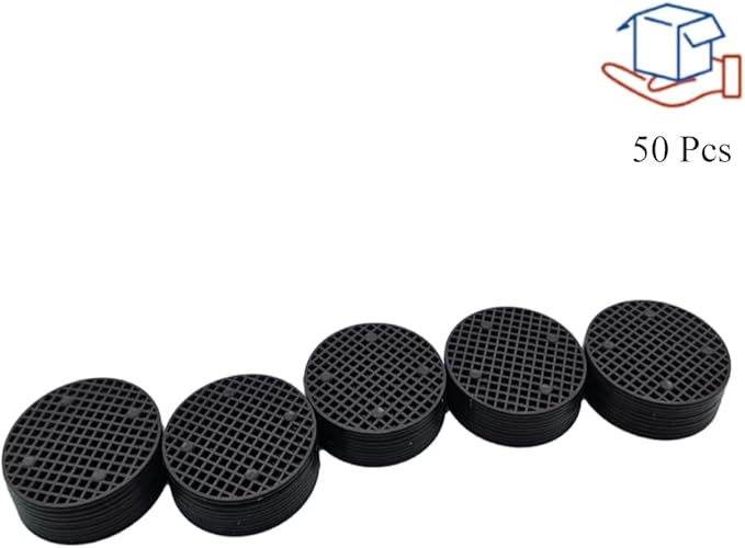 HAHIYO 50PCs 1.8Inch/4.5cm Black Round PP Plastic Flower Pot Hole Mesh Pad Bottom Grid Mat Bonsai Drainage mesh Hole Screens Gasket Prevent Soil Loss Breathable Gasket Drainage Netting for Bonsai