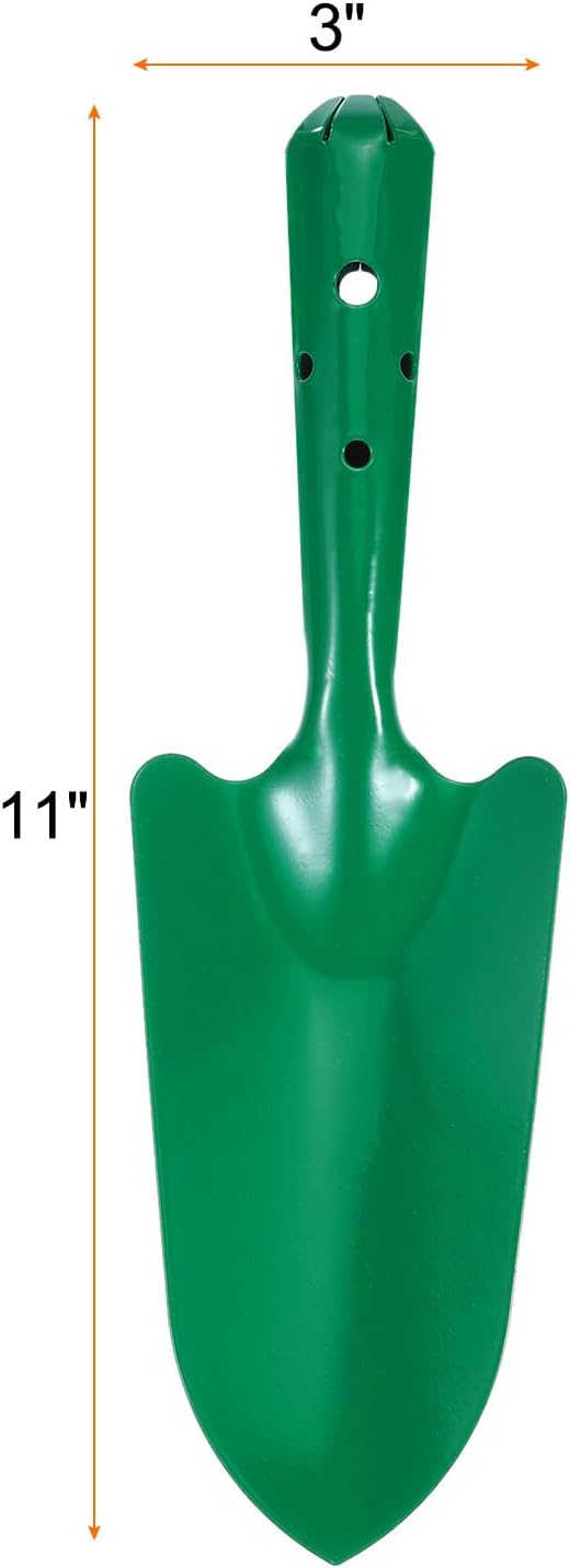 HARFINGTON 4pcs Mini Colorful Metal Hand Shovel 11" x 3" Digging Trowel Set Transplanting Garden Tools for Flower Soil Digging Planting Weeding Transplanting Garden, Green