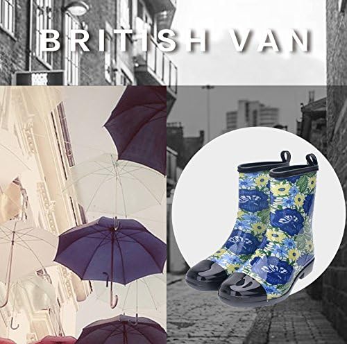 Women Half Calf Rubber Rainboots Leopard gerbera Red Floral Printed Waterproof Rubber Garden rain footwear