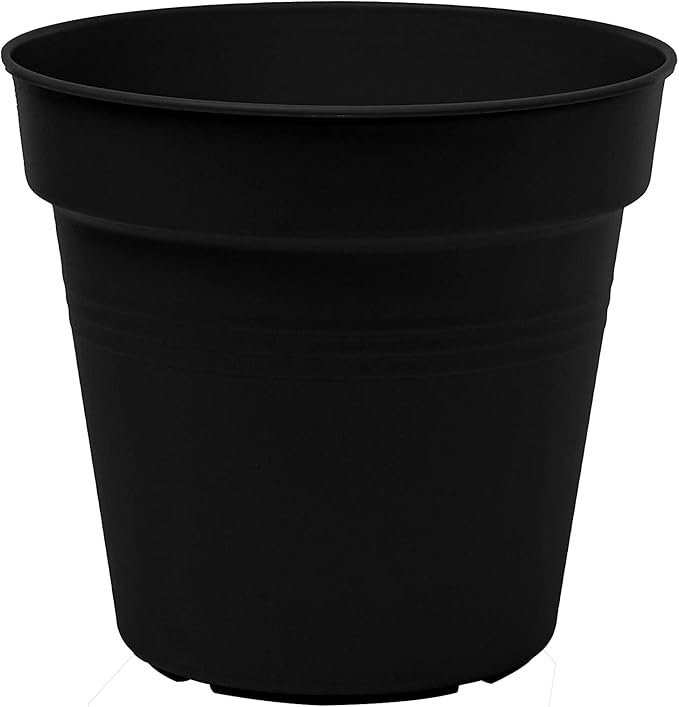 Mintra Home Garden Pots 4pk - Flowers, Herbs, Plants, Indoor, Outdoor, Colorful, Wholesale, Bulk (Black, 17cm Diameter (6.6in))