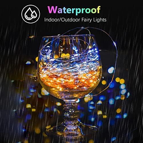 2 Pack 100LED Christmas Battery Operated Fairy Lights with Remote, 8 Modes String Lights with Timer, Dimmable, Memory Function, Waterproof Twinkle Lights for Outdoor Indoor Christmas Decor(Multicolor)