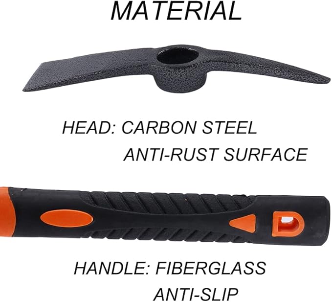 Mattock Hoe Pick Axe with Heavy Duty Forged Adze and Ergonomic Non-Slip Handle 15-inch for Gardening, Hunting, Landscaping Outdoor