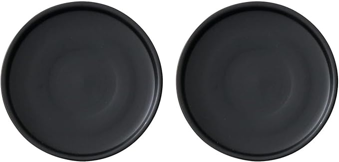 6 inch Matte Black Ceramic Plant Saucer (2 Pack)-Ceramic Drainage Tray for Plant Pot