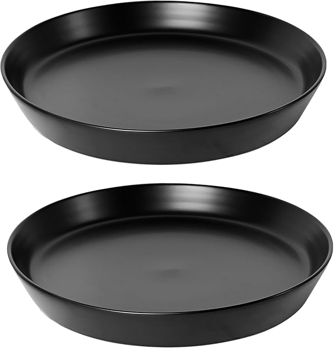 2 Pack 8 Inch Flower Pot Saucers - 9 Inch (8.7 Inch) Ceramic Plant Saucer for Outdoors & Indoors - Glazed Ceramic Plant Pot Trays for Water Drainage - Durable & Stylish Round Plant Tray