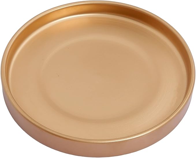 Ceramic Saucer 9 inch Round Saucer for Succulent Planter | Planter Tray (Gold, 9 inch)