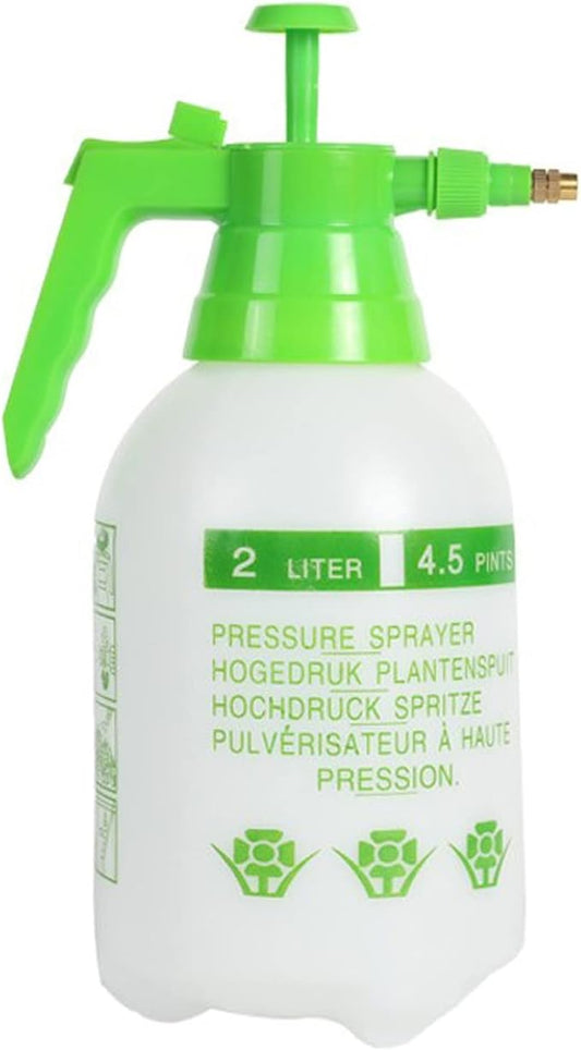 68oz Garden Pump Sprayer, 2L Hand Pressure Sprayer Bottle, 0.5 Gal Lawn Adjustable Sprayer for Plant Mister Spraying Weeds Home Cleaning Watering (Green)
