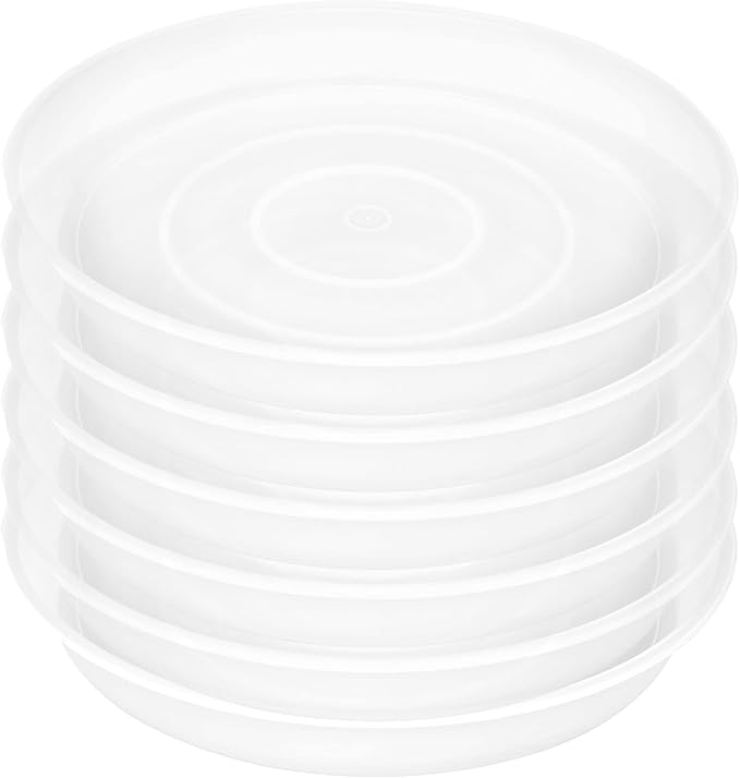 6 Pack Plant Saucer Tray, 4 5 6 8 10 12 13 15 17 19 inch Plant Saucers, Heavy Duty Plastic Plant Drip Trays for Indoors, Flower Plant Water Tray, Plant Trays for Pots Base (6 inch, Clear)