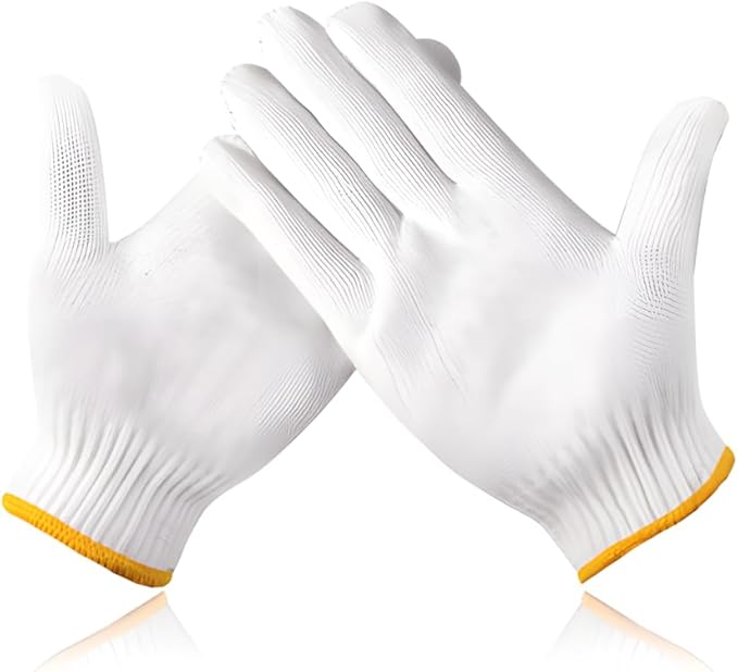 Unisex white cotton polyester knitted safety gloves,suitable for gardening,warehouse,cooking work-12/36/240 pairs