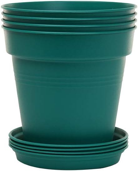 Mintra Home Garden Pots 4pk - Flowers, Herbs, Plants, Indoor, Outdoor, Colorful, Wholesale, Bulk (Forest Green, 11cm Diameter (4.3in))