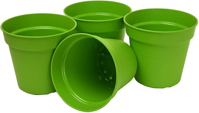 Mintra Home Garden Pots 4pk - Flowers, Herbs, Plants, Indoor, Outdoor, Colorful, Wholesale, Bulk (Light Green, 11cm Diameter (4.3in))