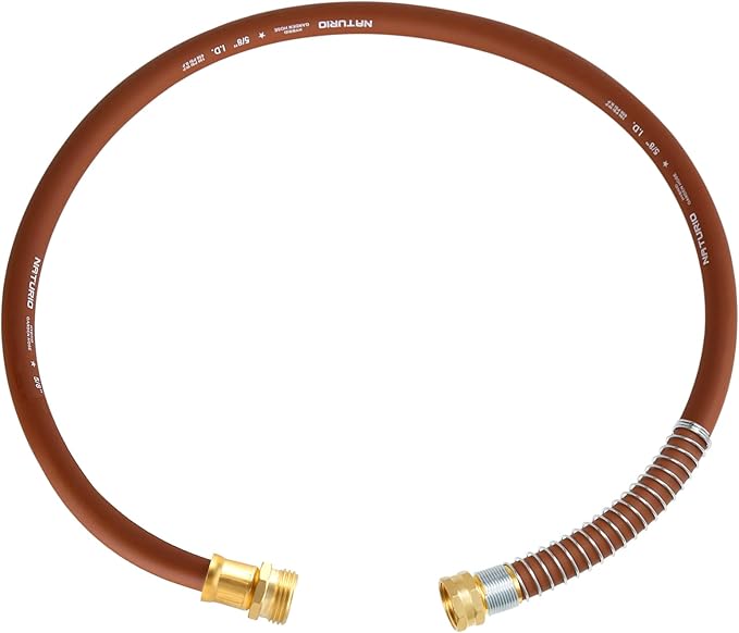 Short Leader Garden Hose 5/8" x 4ft, No Kink Lightweight Water Hose, Hybrid Rubber, Heavy Duty, 650 Burst PSI, Male to Female Fittings