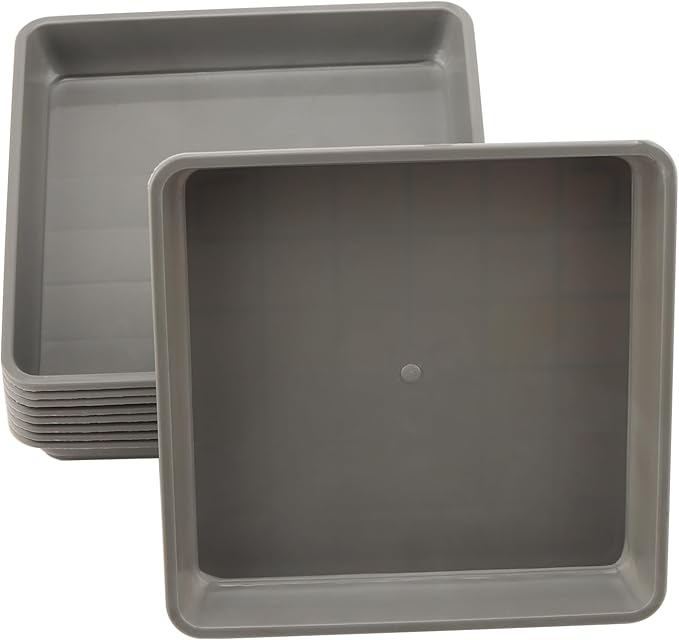 JOIKIT 10 PCS 11.4 x 11.4 Inch Square Plant Saucer, Plastic Plant Saucer Drip Tray, Square Flower Pot Tray for Indoors and Outdoor Plant Pots, 1.6 Inch Deep, Gray