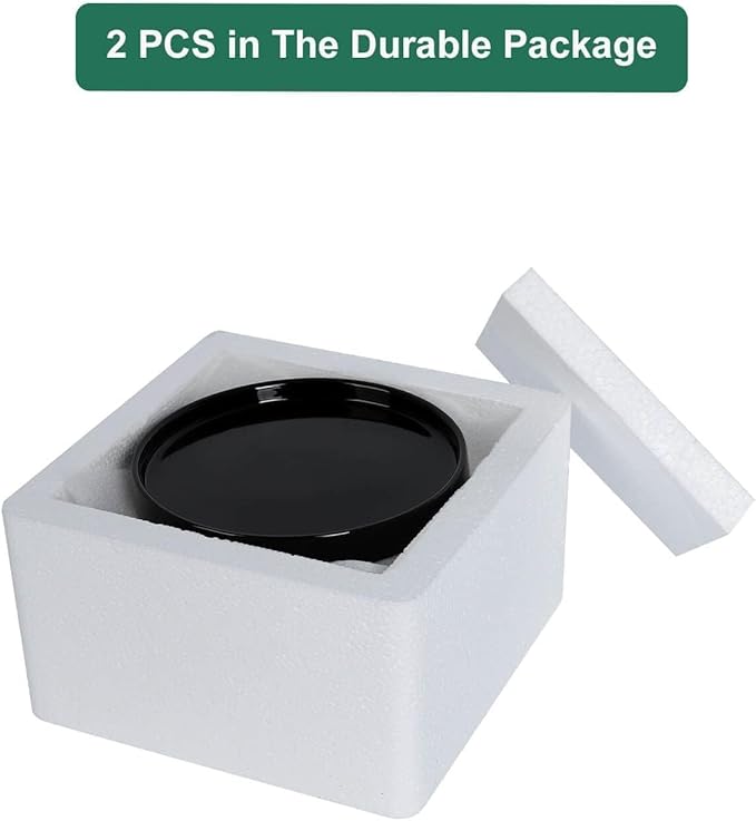 vensovo 7 Inch Black Ceramic Plant Saucer Pots Tray -2 Pcs Round Planter Saucers for Indoor & Outdoor Plants, Large Trays Perfect for 5 Inch 6Inch Flower Pot