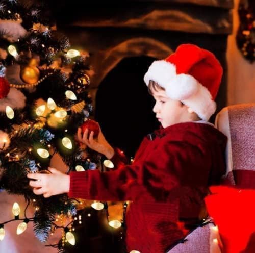 KAQ 2PK 100LED Warm White C9 Christmas Lights Waterproof Indoor Outdoor, 98FT Extendable C9 String Lights Plug in with 13 Lighting Modes, Christmas Decorations for Party Patio, Outside Yard Decor