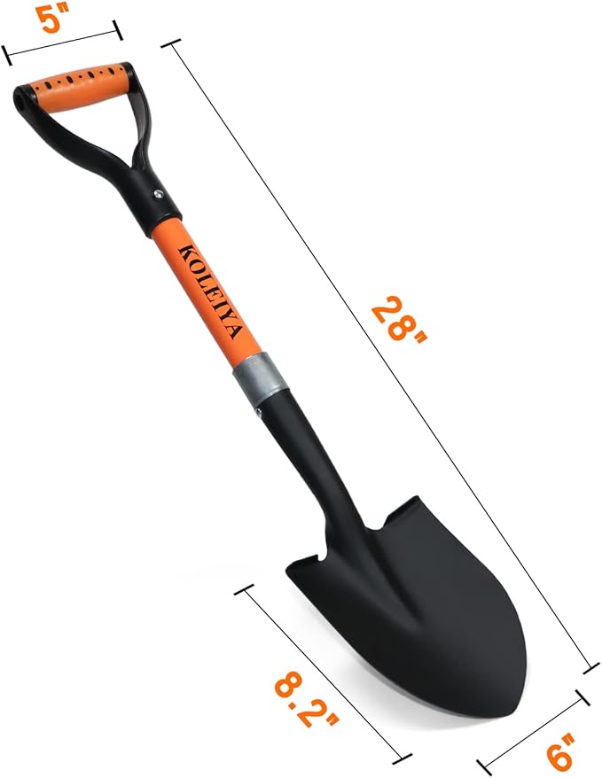Kids Shovel, Small Shovels for Digging, Overall Length 28 Inches, Mini D Handle Shovel,Gardening Shovels,Matel Beach Shovel,Camping Shovel Matel+Fiberglass