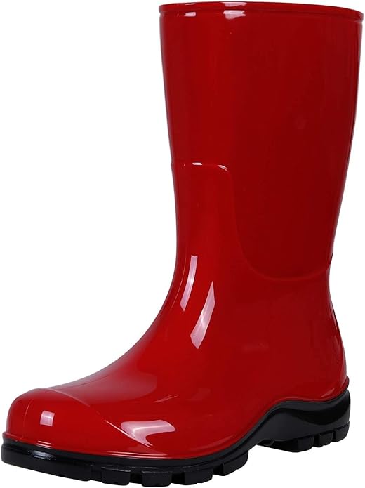 Asgard Women's Mid Calf Rain Boots Printed Waterproof Rubber Boots Short Garden Shose