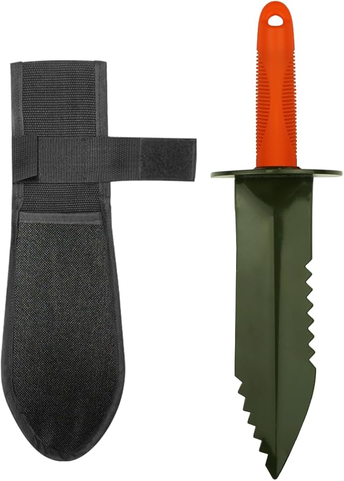 SE Prospector's Serrated Edge Digger Compact Shovel Trowel for Gardening, Metal or Gold Prospecting and Detecting - Includes Carrying Sheath