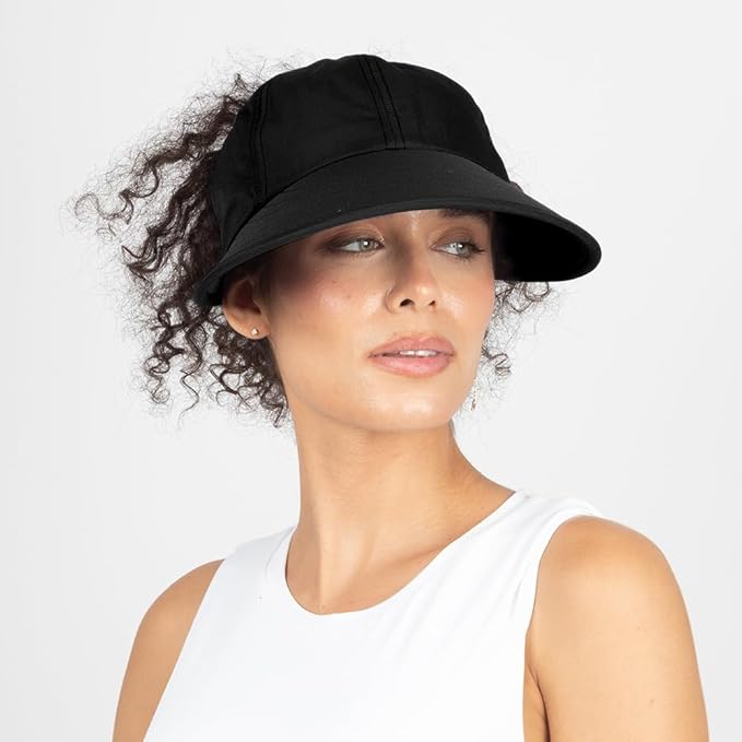 Ponyflo Sunblocker Wide Brim Hat - Oprah Awards Best Sun Hat - UV 50 Protection - Ponytail Sunhat for Women