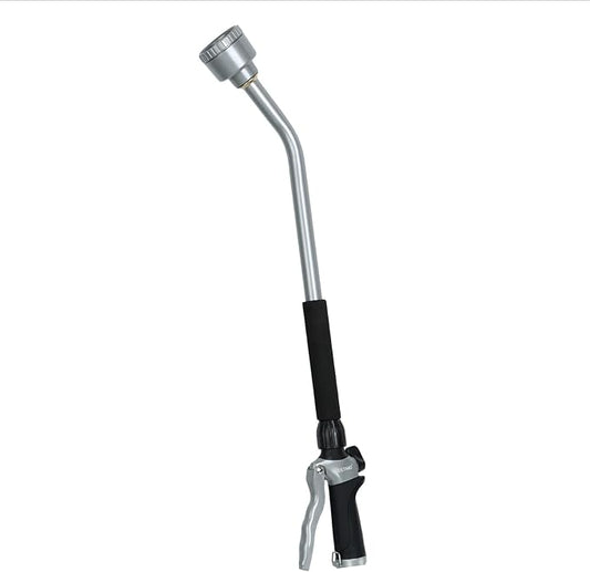 RESTMO Long Watering Wand, 24 Inches Gentle Soft Full Shower Sprayer Wand with Flow Control, Heavy Duty Metal Hose Wand for Hanging Baskets, Shrubs, Plants, Flowers, Garden and Lawn, Black