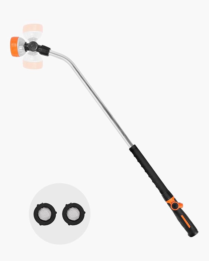 VEVOR Watering Wand, 36-Inch Extra Long Heavy Duty Garden Hose Wand with 8 Spray Patterns & 180° Swivel Head, Long Hose Nozzle Sprayer with on/off Thumb Control, Ideal for Hanging Baskets