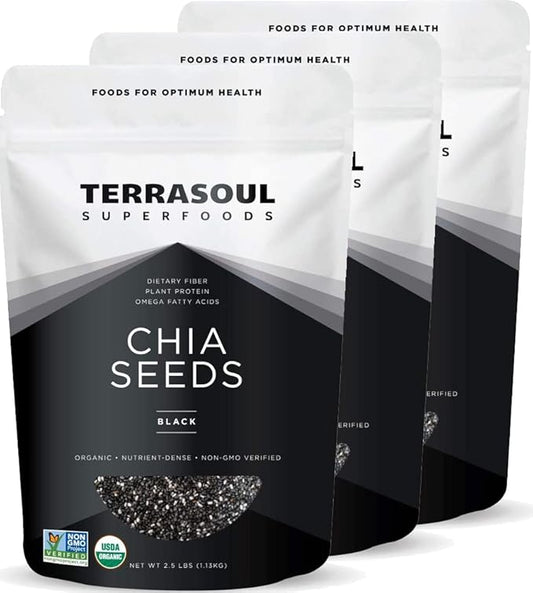 Terrasoul Superfoods Organic Black Chia Seeds, 7.5 Pounds (Pack of 3), Bulk Size, Non-GMO, Vegan, Gluten-Free