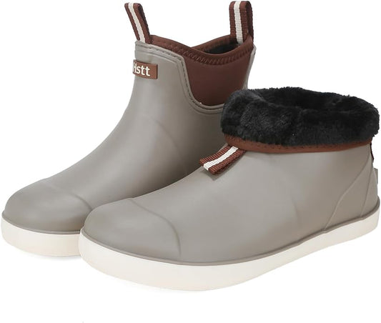 Mens Deck Boots, Saltwater Fishing Booties Rubber Waterproof Ankle Rain Boots, High-performance Footwear Chelsea Boots for Gardening Fishing Boating Camping Sailing
