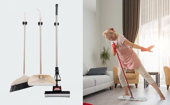 12PCS Broom and Mop Holder, Heavy Duty Garden Tool Organizer Rack Rake and Shovel Handle, Stainless Steel Mop Hanger. Wall Mounted with Screws.Matte Black