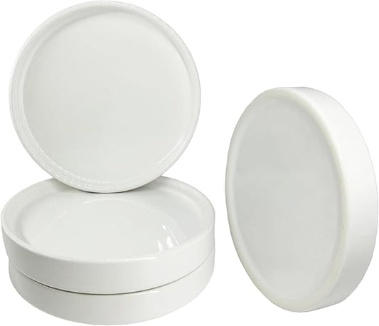 Plant Saucer Pot Tray Planter Saucers 4 Pack 4 in,5 6 7 8 9 10 11 12 13 Inch for Indoors Outdoor, Durable Sturdy Ceramic Flower Drainage drip Water Tray for Glazed Pots Base (4 Inch-White)