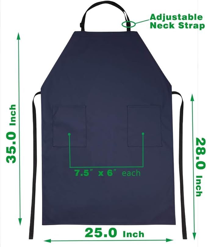 VWELL Waterproof Rubber Vinyl Apron W/ 2 Pockets - Lab Apron for DishWashing,Grooming