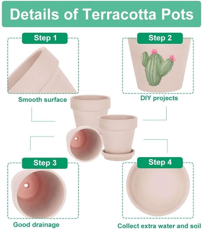 vensovo 3 inch Pink Terracotta Clay Pots for Plants with Saucer - 12 Pack Small Terra Cotta Planter Great for Garden Windowsill Indoor & Outdoor Wedding Favors Gifts