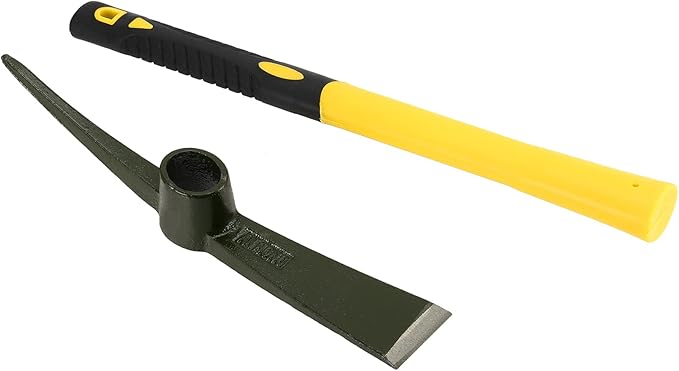 2 PCS 15 Inch Pick Mattock Hoe, Weeding Mattock Hoe with Yellow Fiberglass Handle, Garden Mattock Pick Axe for Loosening Soil, Cultivating and Prospecting, Forged Steel Head