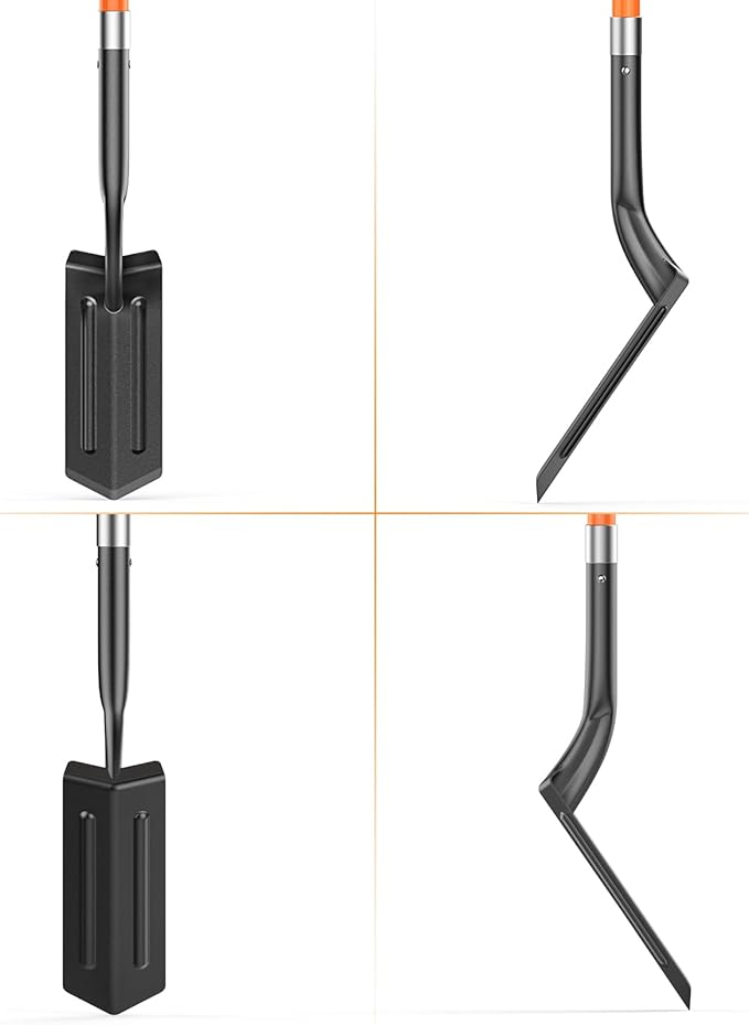 Trench Shovel for Digging, 4-Inch Trenching Spade with Orange Fiberglass Handle, Narrow Trenching Shovel for Digging, Gardening, and Landscaping, 56 inches