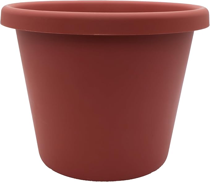The HC Companies Classic Round Plastic Plant Pot w/Rolled Rim - Lightweight & UV Resistant Flower Pot for Herbs & More - Outdoor & Indoor Plant Pots w/Drainage (15.5 inch Clay, Pack of 1)