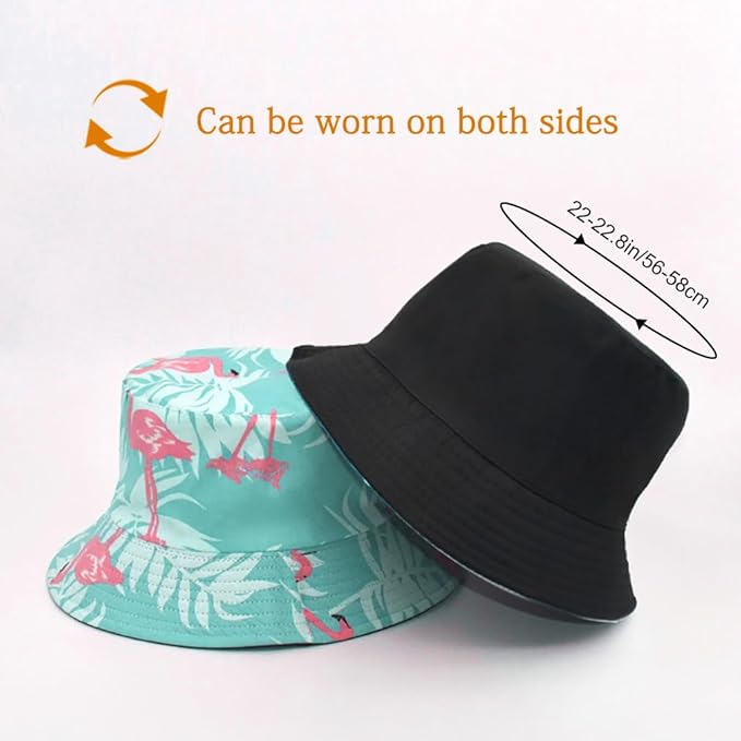 Malaxlx Bucket Hat Beach Sun Hat Fishing Hat for Women Men, Outdoor Travel Reversible Double Side Wear Fisherman Hat