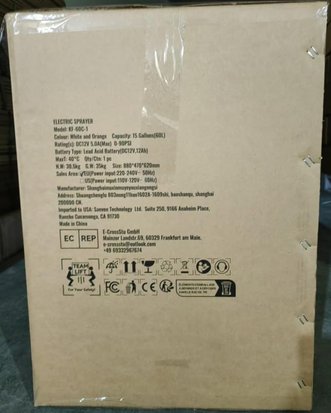 VEVOR Battery Powered 15 Gallon Garden Weed Sprayer with Wheeled Cart, 126FT Hose with Reel, 8 Nozzles, 2 Wands with Lock Trigger, 0-90PSI, 5-6h Spray Time, Wide Mouth Lid, Rotating Wheels with Brake