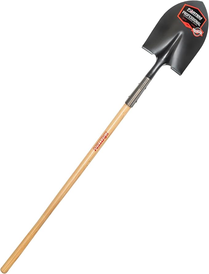 FORTEM Professional Grade Pointed Shovel with 48" Hard Oak Handle