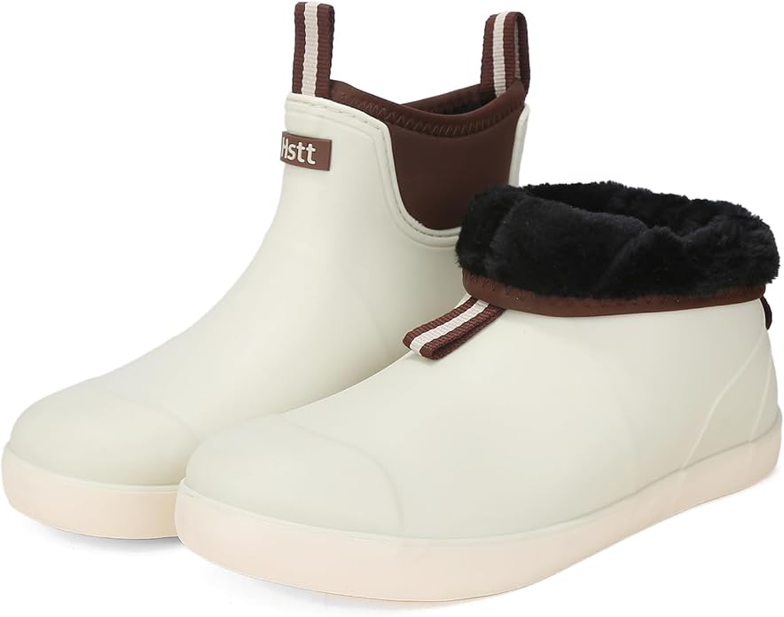 Mens Deck Boots, Saltwater Fishing Booties Rubber Waterproof Ankle Rain Boots, High-performance Footwear Chelsea Boots for Gardening Fishing Boating Camping Sailing