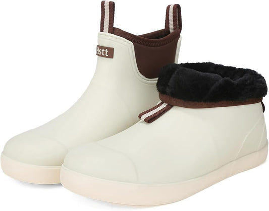 Mens Deck Boots, Saltwater Fishing Booties Rubber Waterproof Ankle Rain Boots, High-performance Footwear Chelsea Boots for Gardening Fishing Boating Camping Sailing