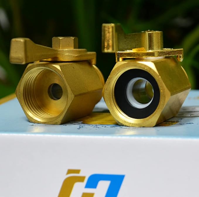 HQMPC Super Heavy Duty 3/4" Brass Shut Off Valve Garden Hose Shut Off Valve Garden Hose Connector