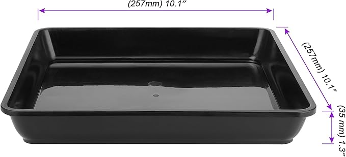 JOIKIT 15 PCS 10 x 10 Inch Square Plant Saucer, Plastic Plant Saucer Drip Tray, Square Flower Pot Tray for Indoors and Outdoor Plant Pots, 1.38 Inch Deep, Black