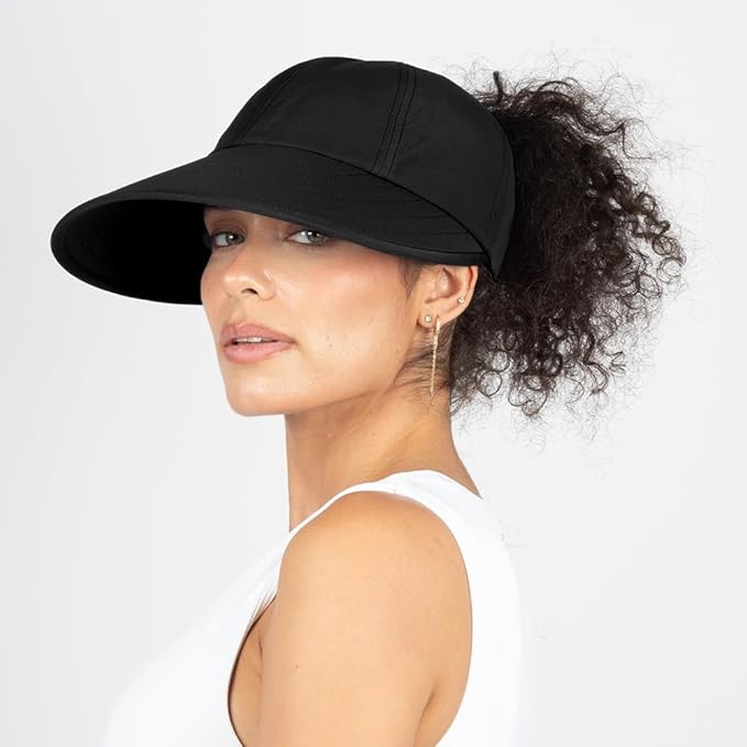 Ponyflo Sunblocker Wide Brim Hat - Oprah Awards Best Sun Hat - UV 50 Protection - Ponytail Sunhat for Women