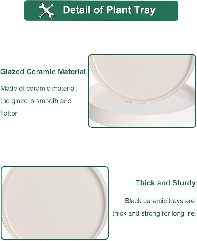 vensovo 7 Inch White Ceramic Plant Saucer Pots Tray -4 Pcs Round Planter Saucers for Indoor & Outdoor Plants, Large Trays Perfect for 5 Inch 6Inch Flower Pot