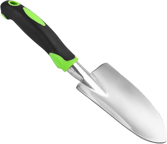 Garden Shovel Hand Trowel Mini Shovel Garden Tools Cast-Aluminum Heavy Duty Gardening Tool Soft Rubberized Non-Slip Handle Potting Tools for Planting, Transplanting, Weeding, Digging Soil (Green)
