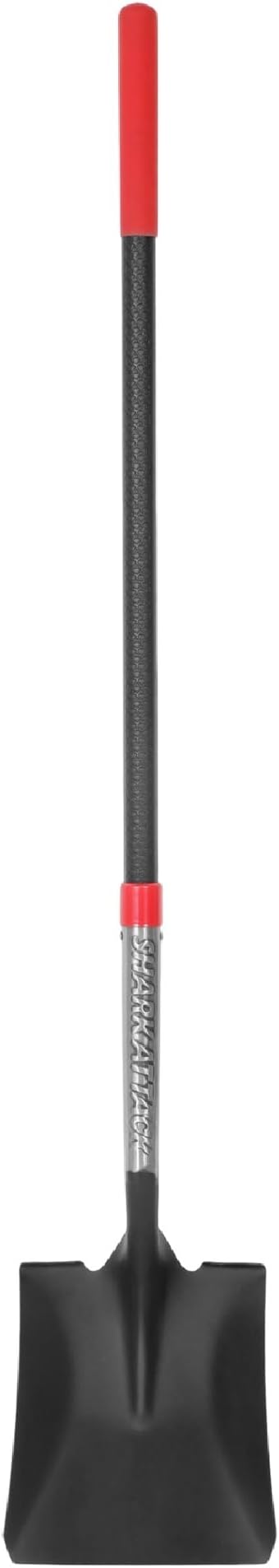 SHARK ATTACK Heavy Duty Garden Shovel, 56.7 Inch Square Head Spade Shovel with Powder Coated Steel & Non-Slip Grip for Gardening, Land Management, Yard Work, Farming and Outdoors