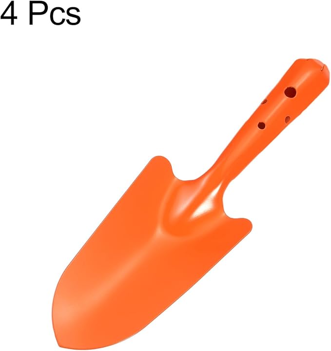 HARFINGTON 4pcs Mini Colorful Metal Hand Shovel 11" x 3" Digging Trowel Set Transplanting Garden Tools for Flower Soil Digging Planting Weeding Transplanting Garden, Orange