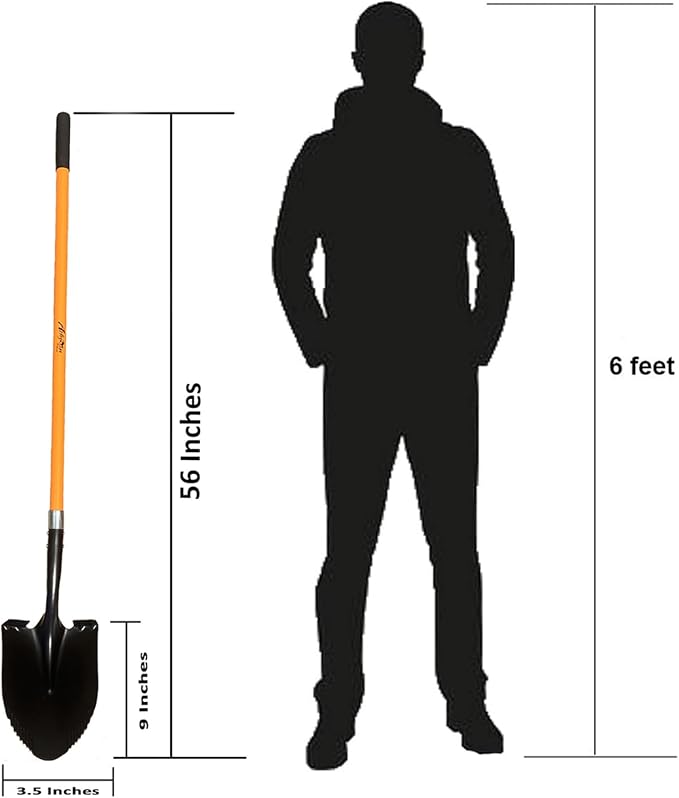 Ashman HeavyDuty Digging Shovel (2 Pack) 47-Inch Lond Handle with Trenching Blade and durable Handle - Ideal for Garden, Landscaping, Construction, Masonry - Perfect for Digging Soil, Dirt, and Gravel