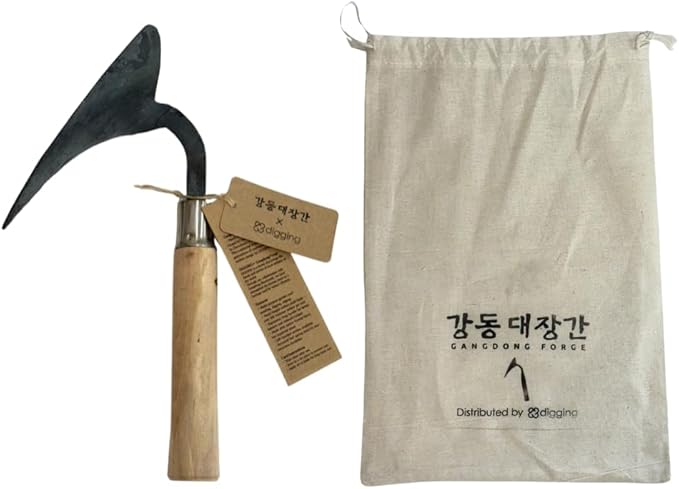Left-Handed GANGDONG Homi Korean Hand Hoe – Premium All-in-One Gardening Tool for Weeding, Digging, Planting & Cutting – Hand-Forged Heavy-Duty Blade – Ideal Gift for Gardeners & Farmers