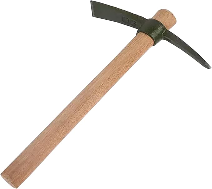 Forged Heat Treated One Piece Intact cast Iron Hoe,Weeding Garden Pick Axe,for Gardening,Camping and Outdoors Climbing Pickaxe