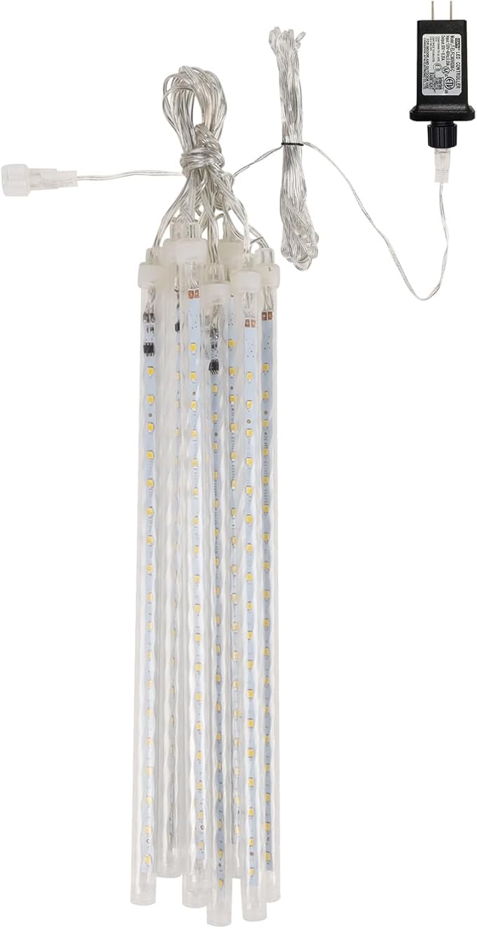 Meteor Outdoor Icicle Lights - 12 Inch, 288 LED, Snow Falling, Connectable, Red & Green, Xmas Wedding Party Tree Decor